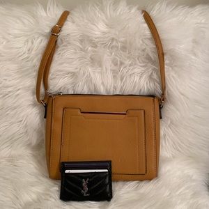 Tan Faux Leather Crossbody Bag